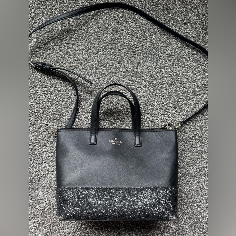 Kate Spade Black and Glitter Crossbody Bag